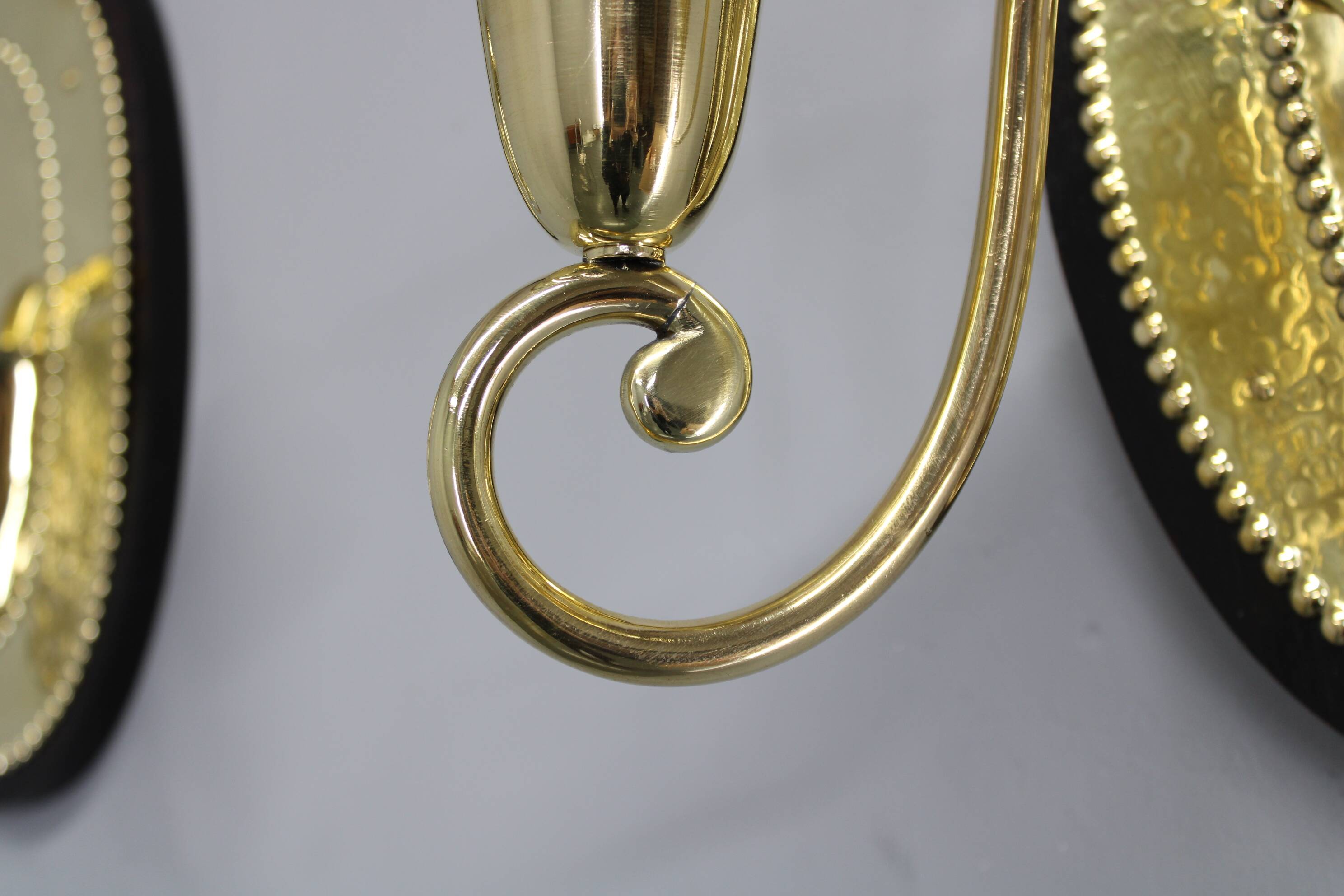 Art Nouveau brass wall sconces Hoffmann style, 1920s