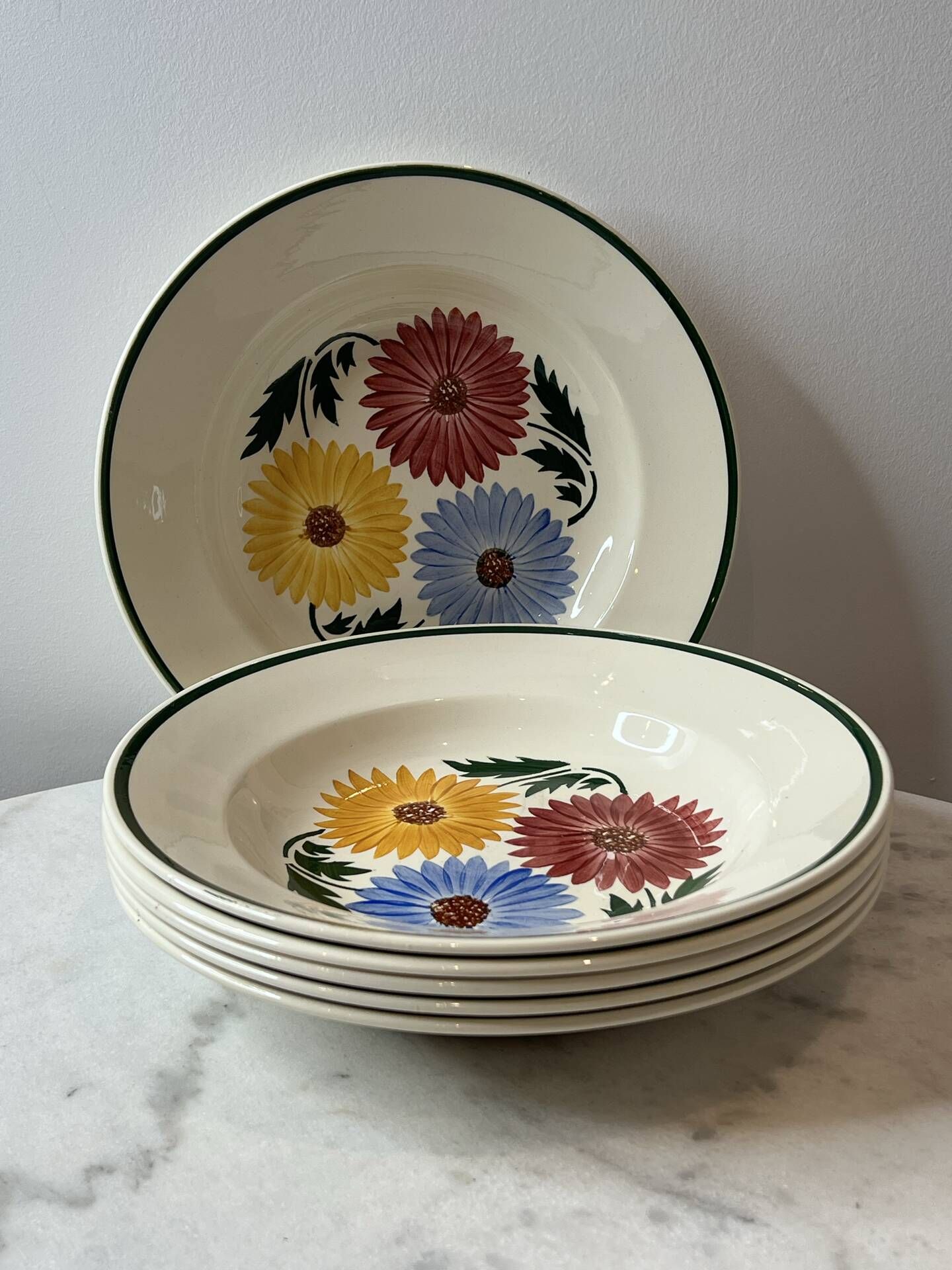 Set of 6 deep plates Chalons Digoin Sarreguemines floral decoration p