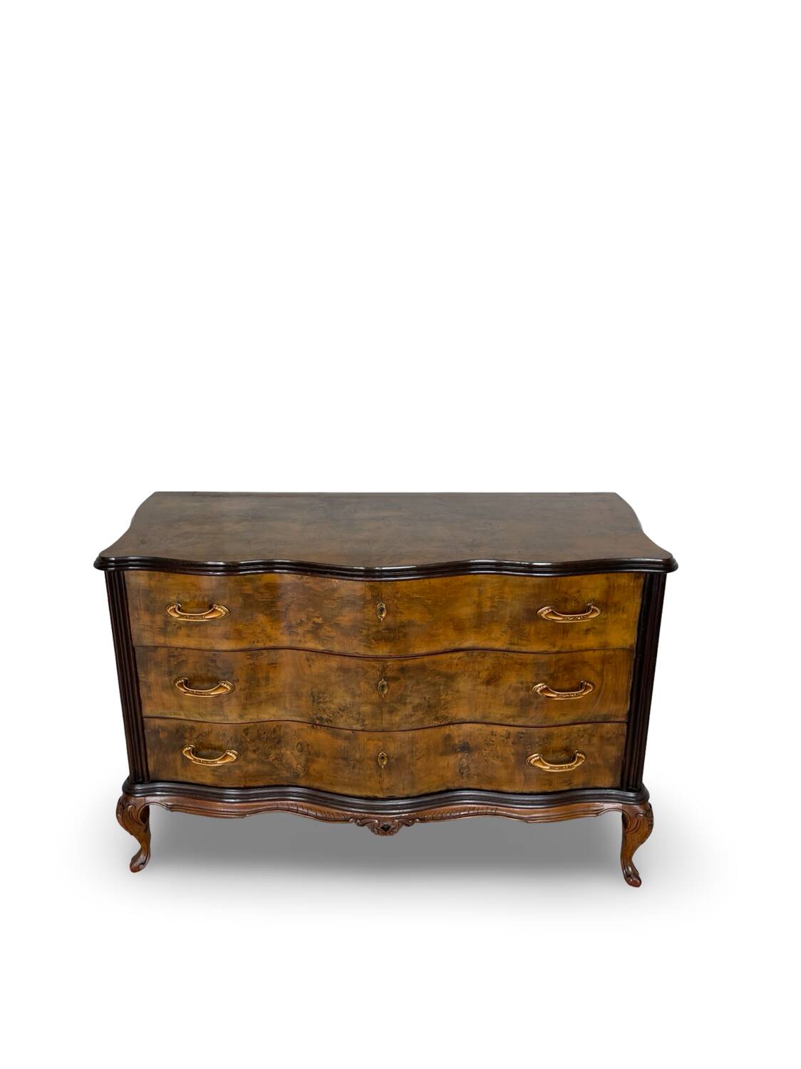 Commode italienne Art déco en loupe de noyer, années 1940-50