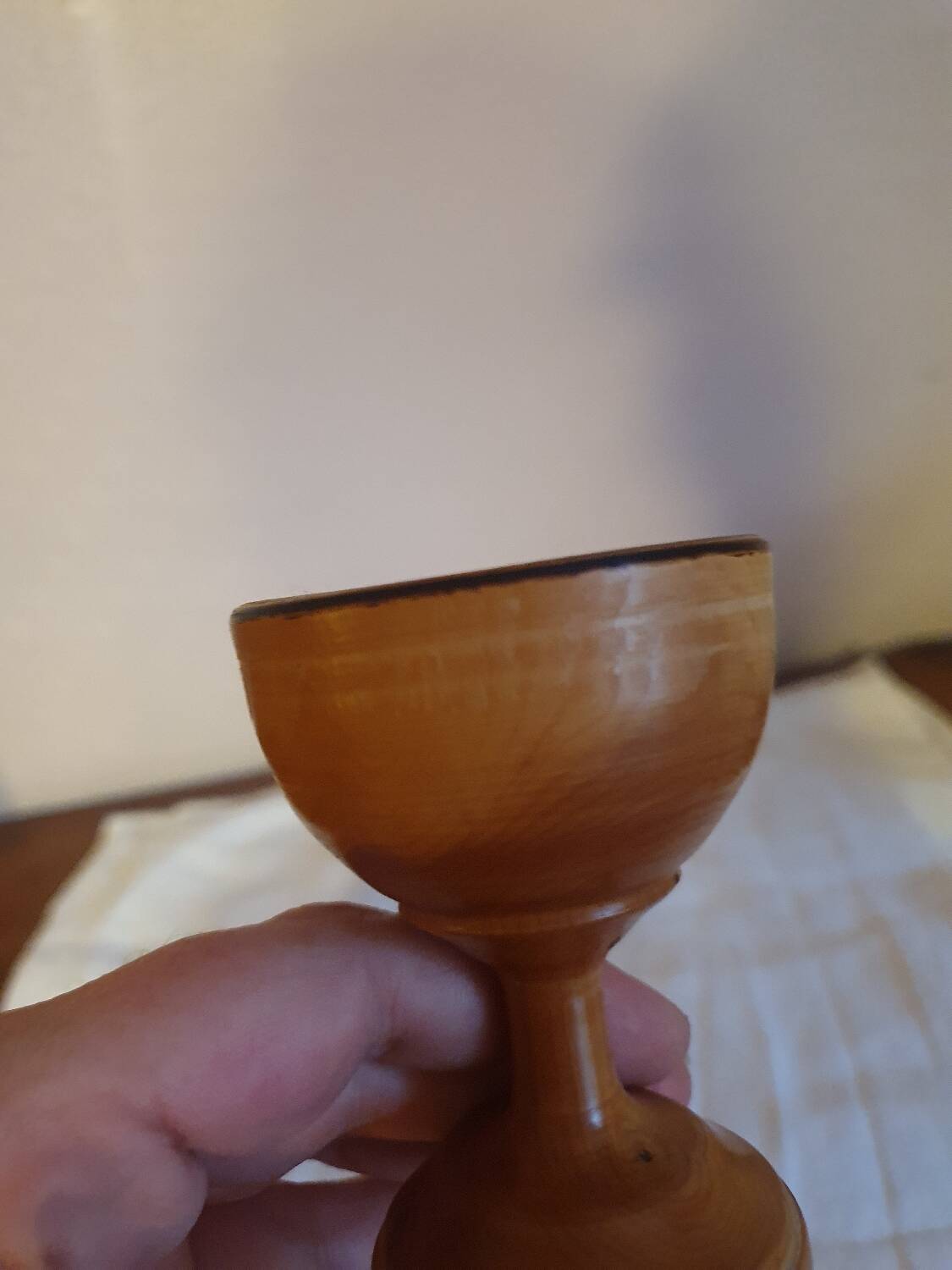 Vintage turned wooden candle holder