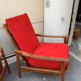 Pair of 70's Scandinavian style teak armchairs