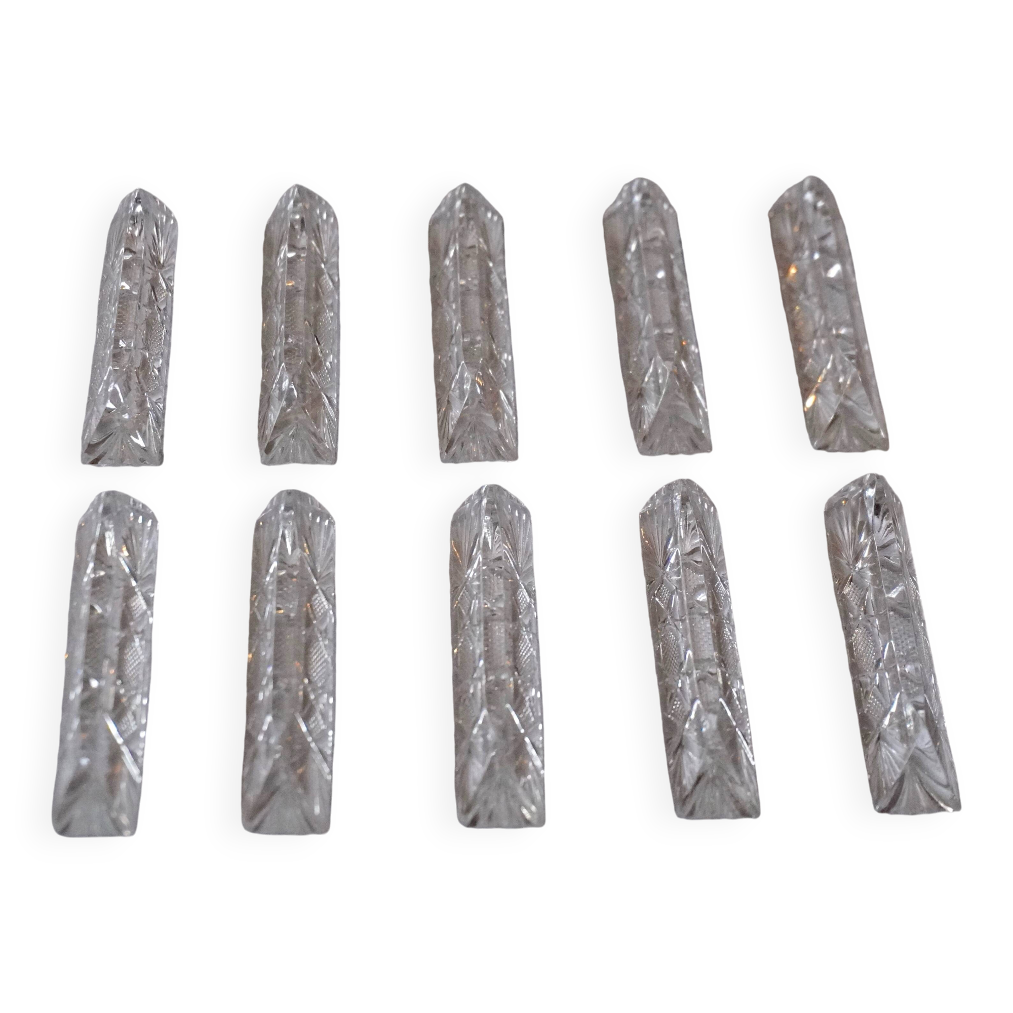 Set of 10 crystal knife rests