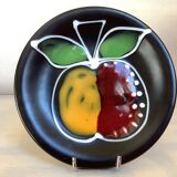 Six black glazed ceramic dessert plates