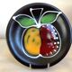 Six black glazed ceramic dessert plates