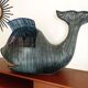 Coffre de rangement osier baleine géante vintage