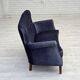 1960s, Danish 2-seater sofa, original blue furniture velour, beech wood.