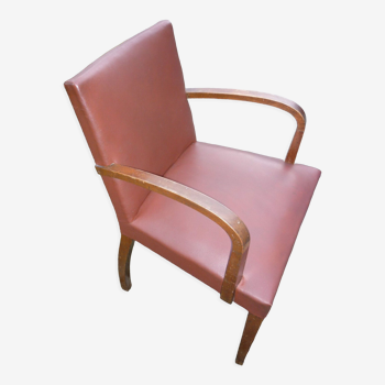 Light brown and wood Bridge armchair, from the 40s-50s