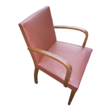 Light brown and wood Bridge armchair, from the 40s-50s