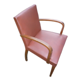 Light brown and wood Bridge armchair, from the 40s-50s