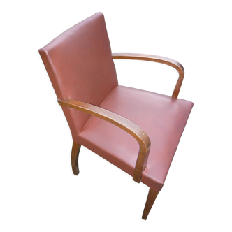 Light brown and wood Bridge armchair, from the 40s-50s
