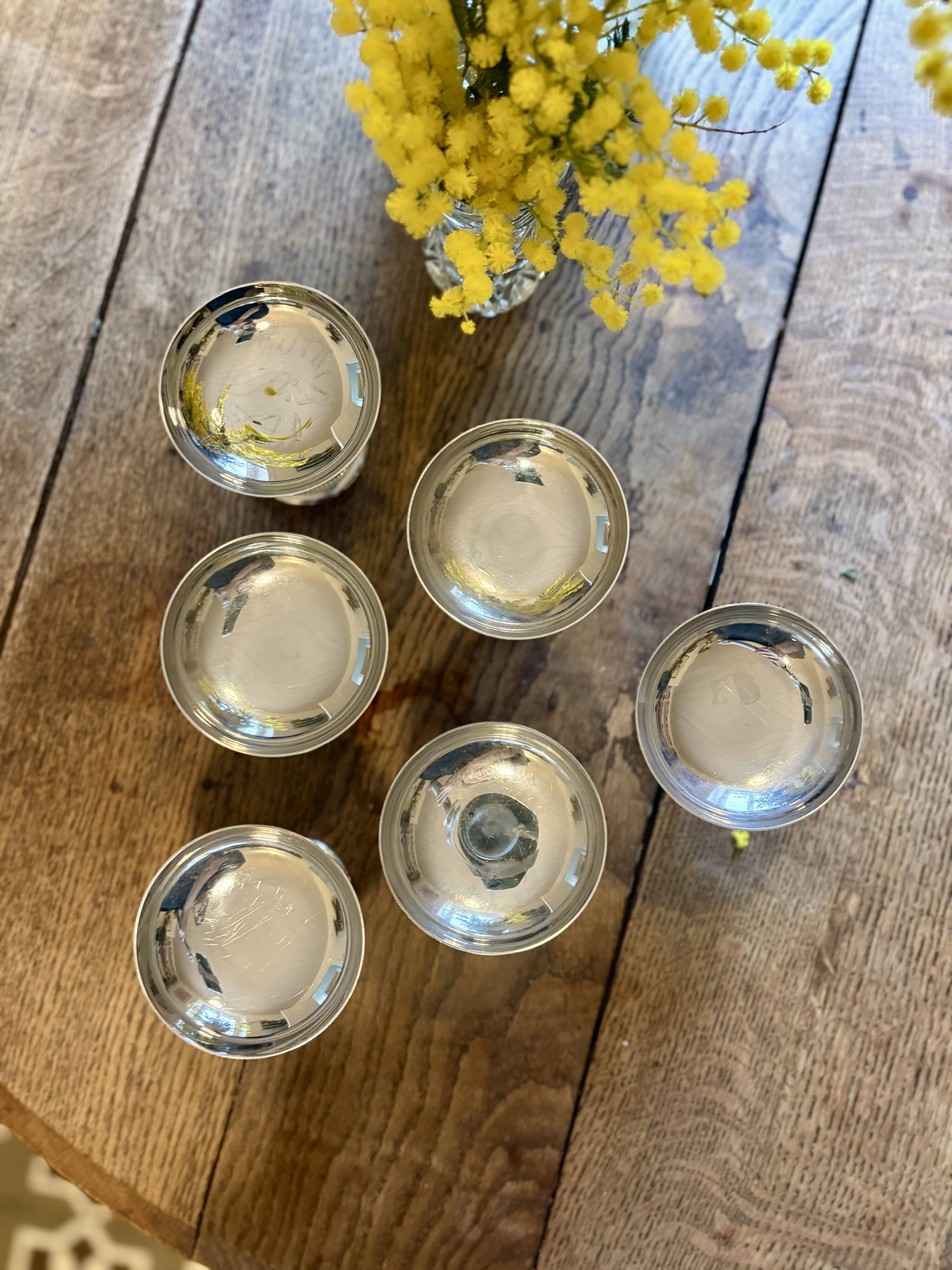 Lot de 6 coupes à dessert vintage en inox