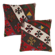 Paire de coussins géométriques en kilim turc plat