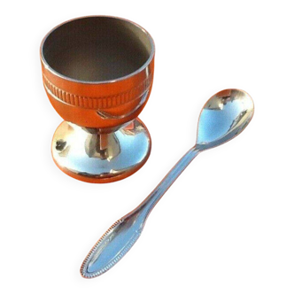 Egg cup and spoon set, President model, Silversmith Jean Couzon