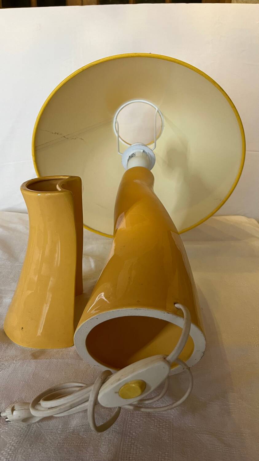 Ceramic table lamp and decorative pot 1980