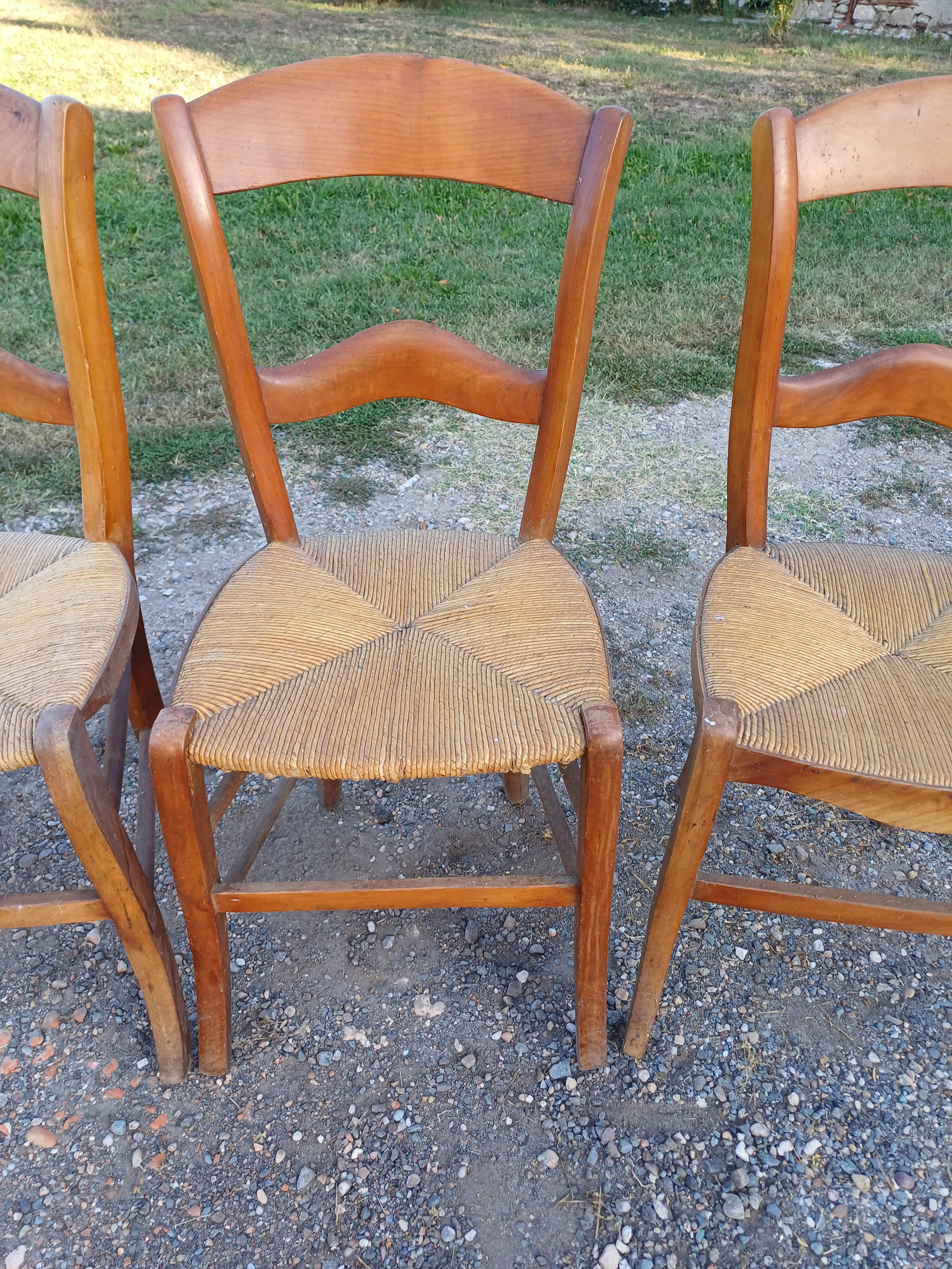 6 Old Straw Chairs
