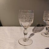 Verres anciens gravés - 6 eau - 6 vin - 6 apéritif