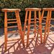 Set of 3 high “modernist” straw stools vintage 1950s