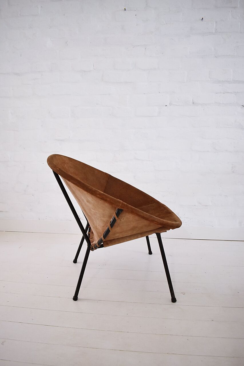 Vintage balloon suede easy chair, 1960s, Hungary