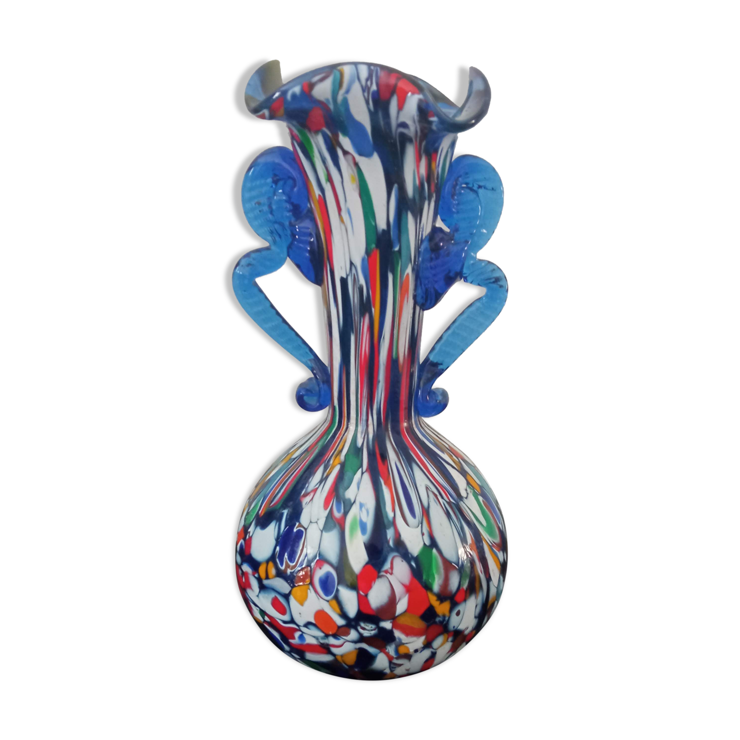 Ancient Murano vase in aventurine and murrina polychrome Italy circa 1940