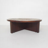 Tue Poulsen pour Haslev Møbelsnedkeri, table basse en pierre et chêne, Danemark années 1960