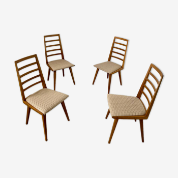 Lot 4 chaises en hêtre design scandinave des années 70 vintage