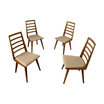 Set of 4 Scandinavian design beech chairs from the 70s vintage