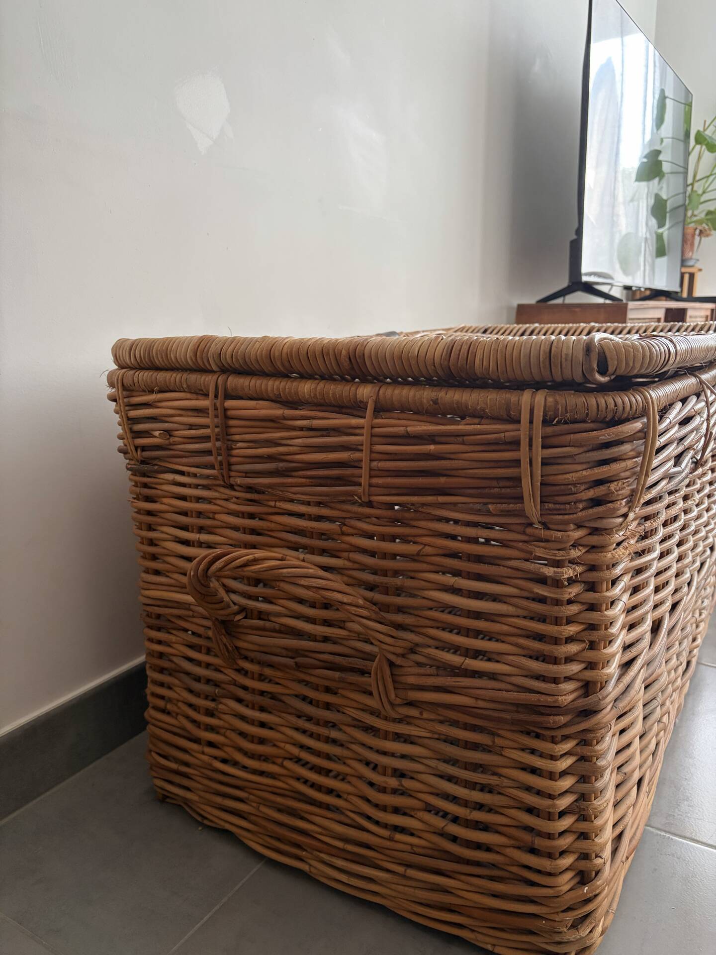 Large vintage wicker trunk