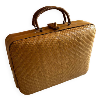 Vintage wicker suitcase