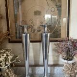 Pair of aluminium cast candle holders 52cm