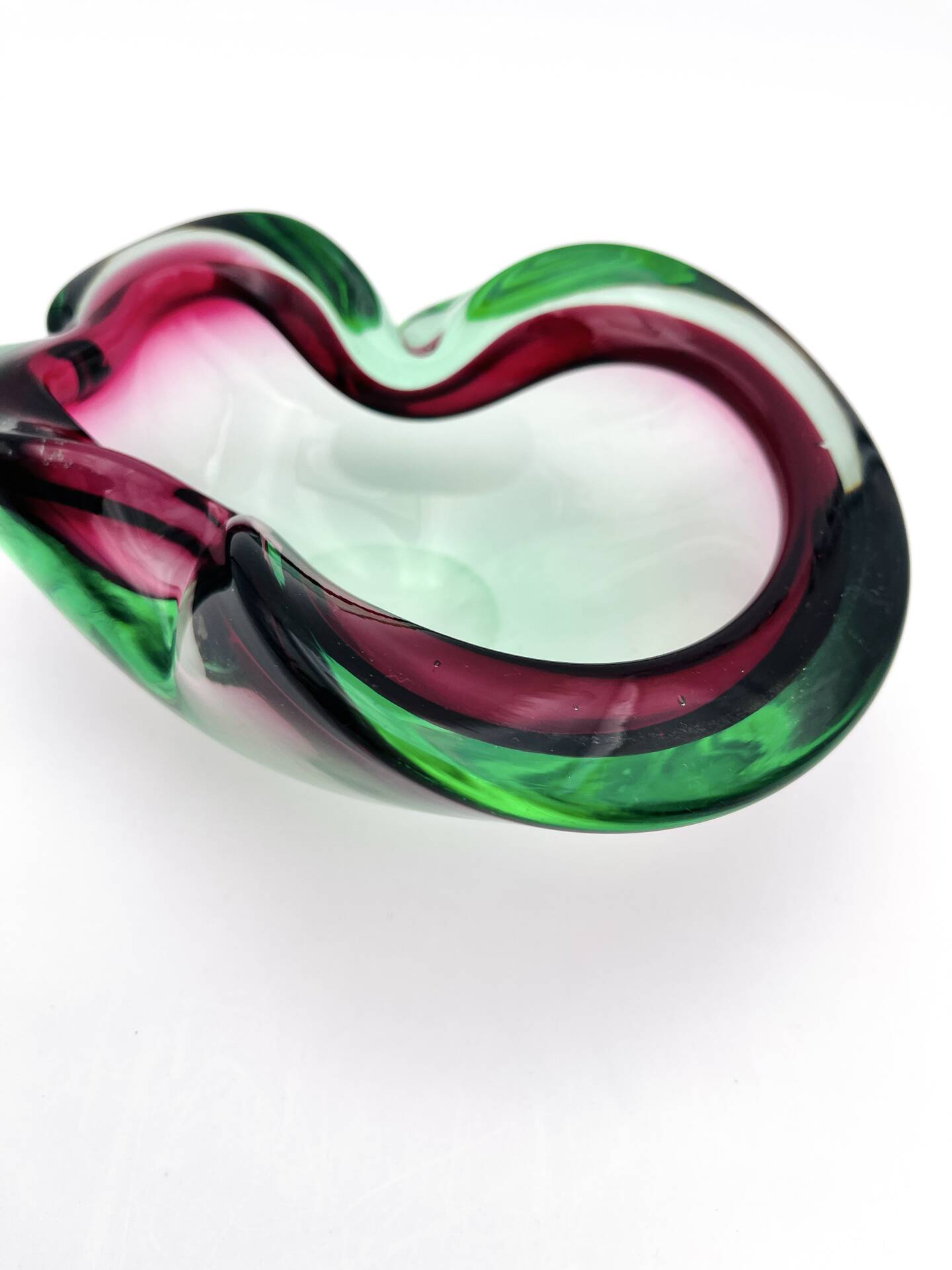 Flavio Poli Seguso Sommerso Green Magenta Ashtray 17.5cm 962g