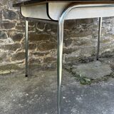 Red Formica table, 4 matching Formica chairs, vintage, 60s.
