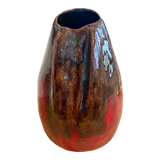 Red & brown glazed stoneware vase