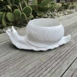 Cache pot zoomorphe "escargot" en céramique blanche 1970 1980