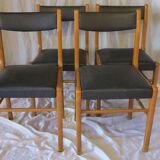 Set of 4 Scandinavian chairs in black faux leather