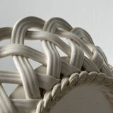 Woven white ceramic basket