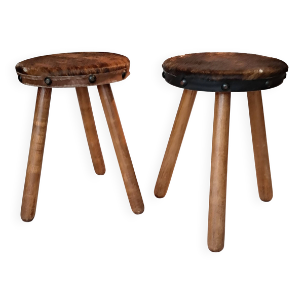 Paire de tabourets tripodes brutaliste 1950/1960. — Beyit
