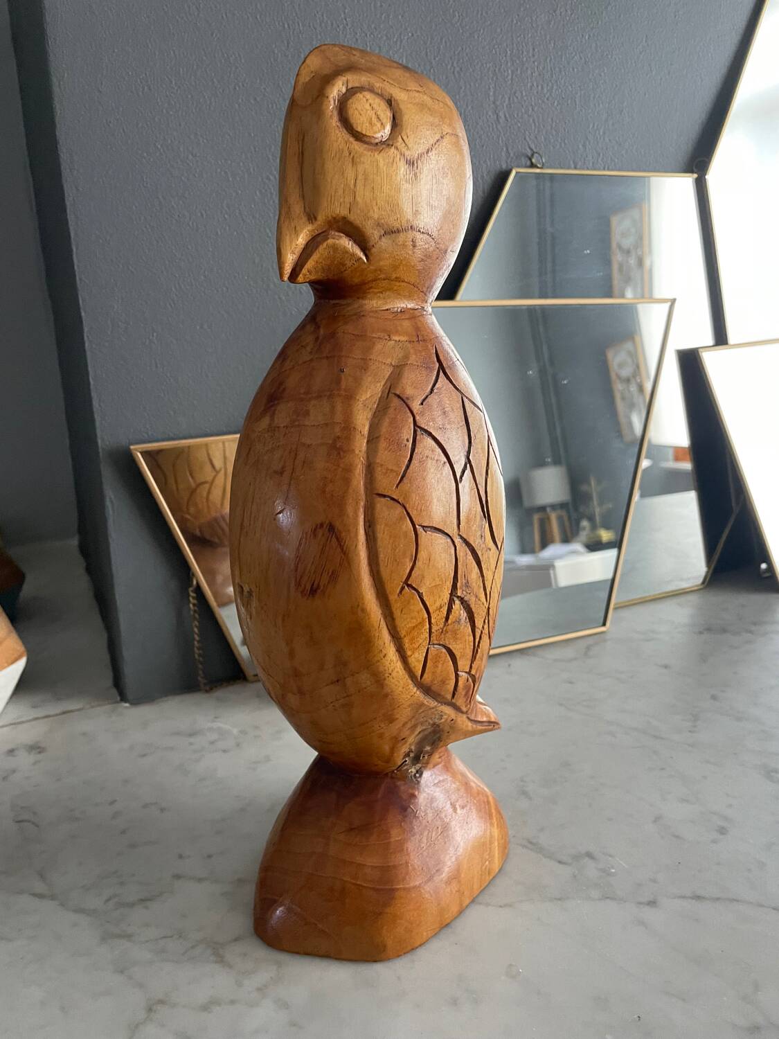 Wooden bird sculpture