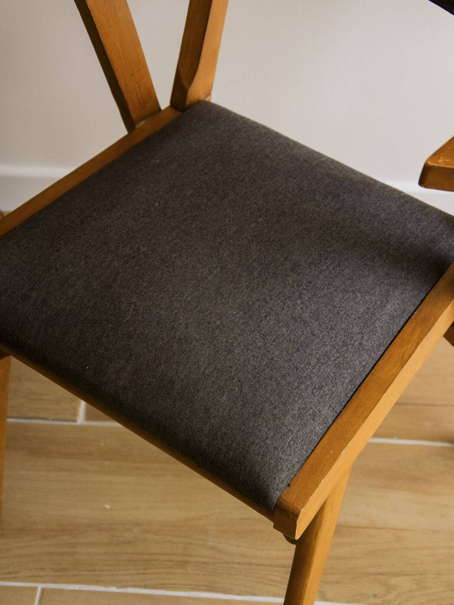 Pair of grey wooden Scandinavian chairs