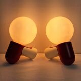 Pair of Allibert 70s space age plastic wall lamps