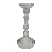 Bougeoir vintage en verre pressé torsadé