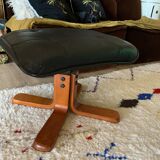 Footrest 80s skaï and wood