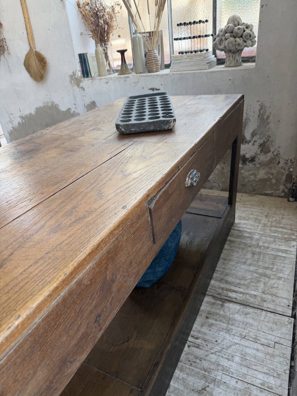 Table de gantier drapière 1900 chêne massif 330cm XL