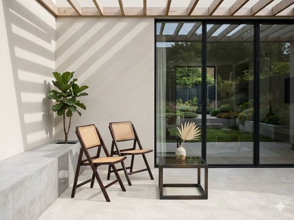 Paire de chaises pliantes , cannage , 70’