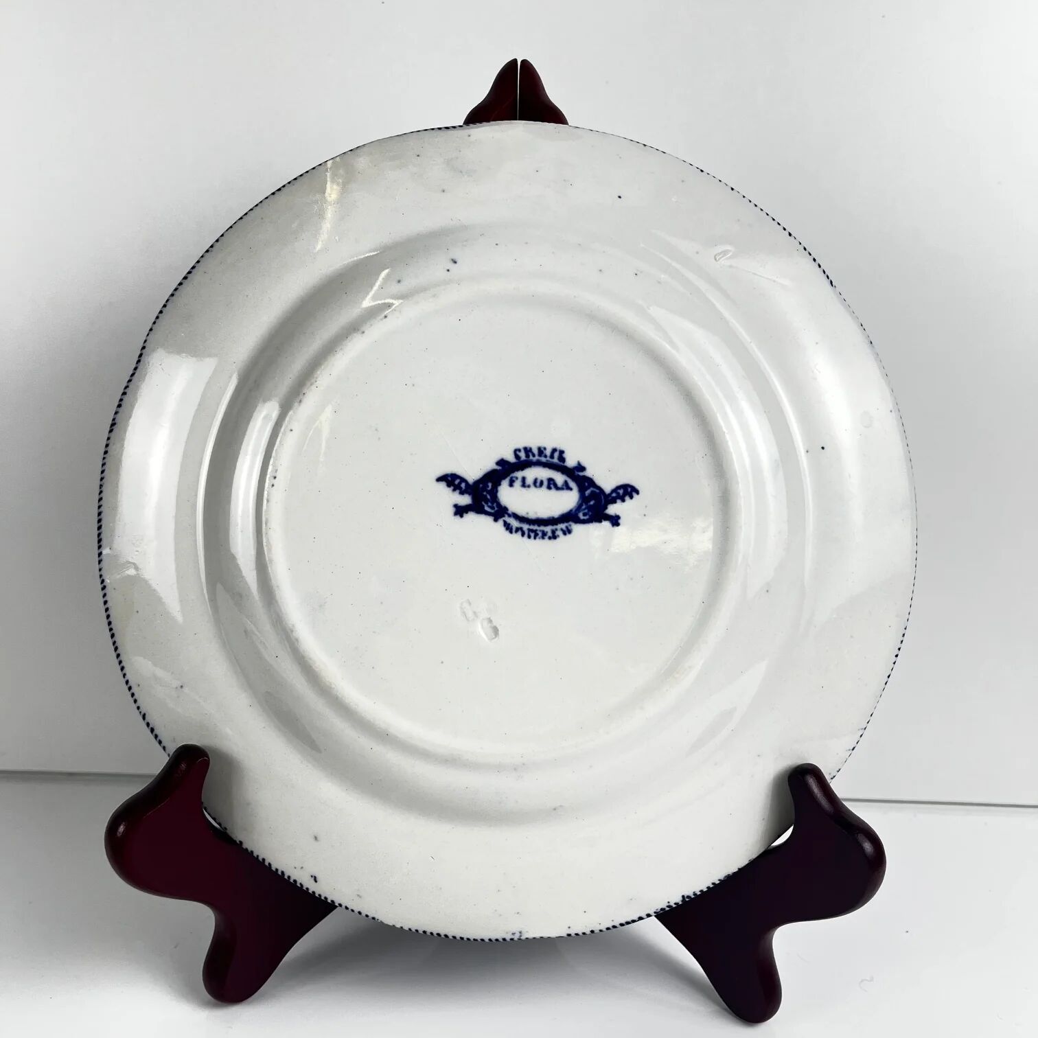 Set of 6 dessert plates in ironstone "Flora" – Creil et Montereau, 19th century, blue
