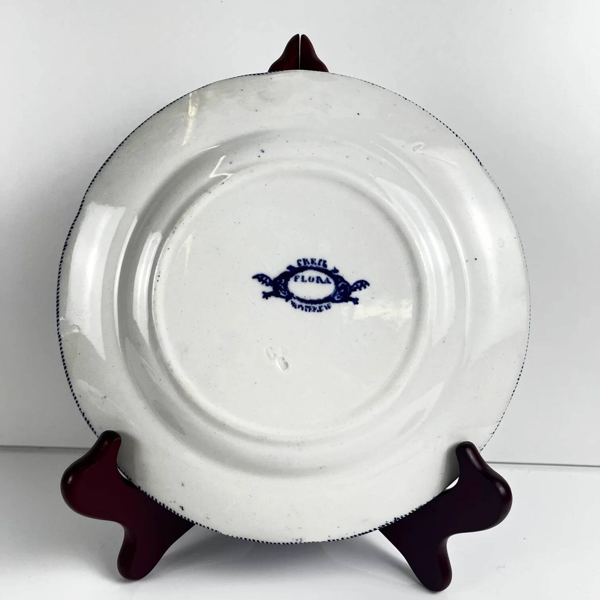 Set of 6 dessert plates in ironstone "Flora" – Creil et Montereau, 19th century, blue