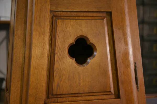 Guillerme et Chambron standing clock with earthenware decoration by Danikowski 1950s