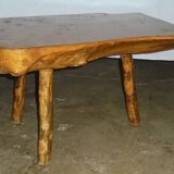 Brutalist table in solid chêne of the 70s