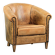 Vintage sheepskin club armchair in a light cognac colour