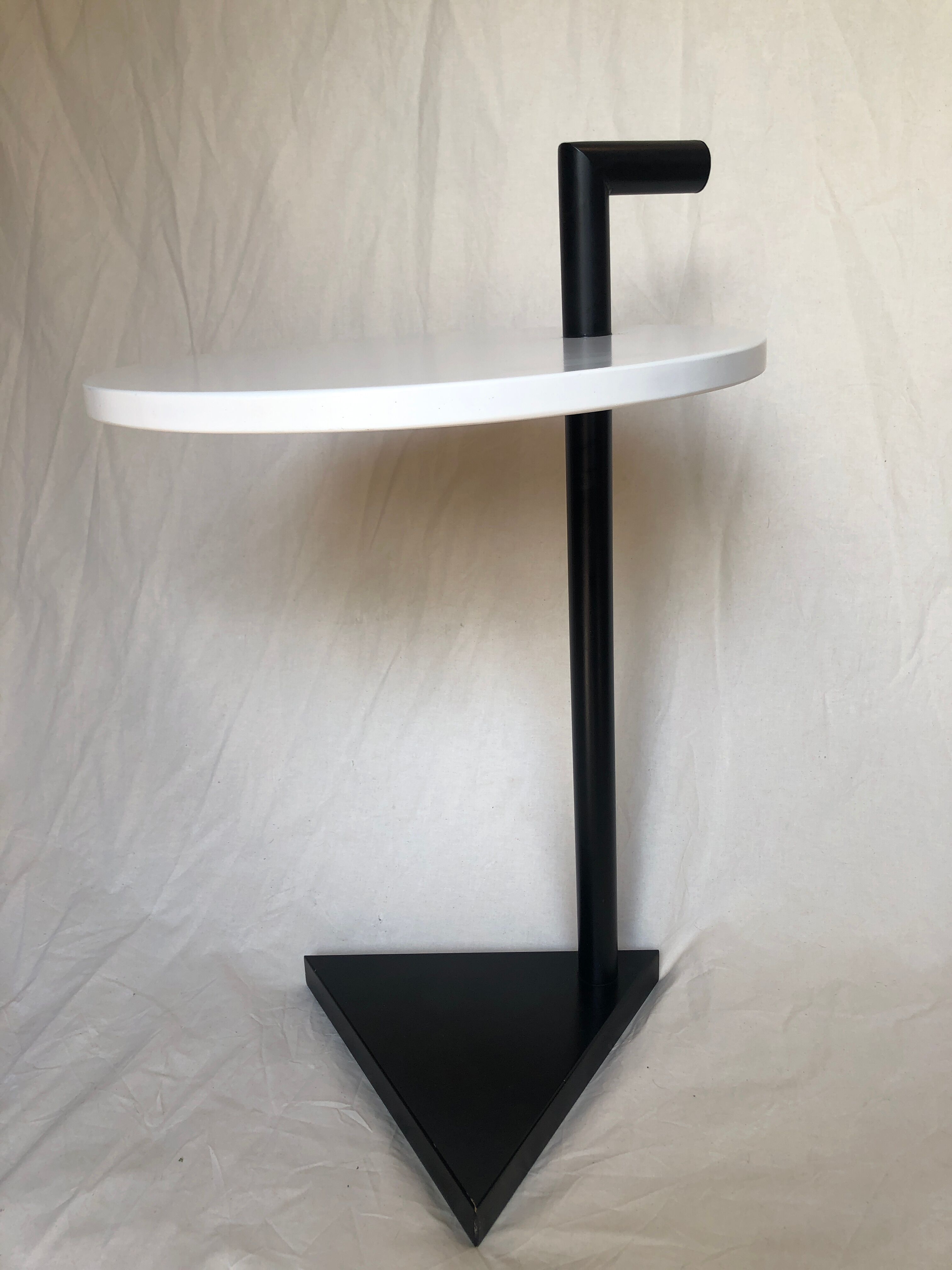 80s side table, black & white geometric shapes