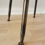 Chaise de bar vintage en métal faite à la main : siège pivotant en cuir à hauteur réglable